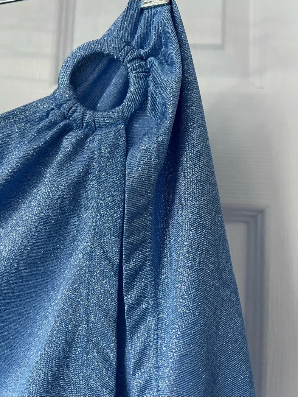 Blue Metallic Ring-Detail Mini Skirt  swim cover-up skirt